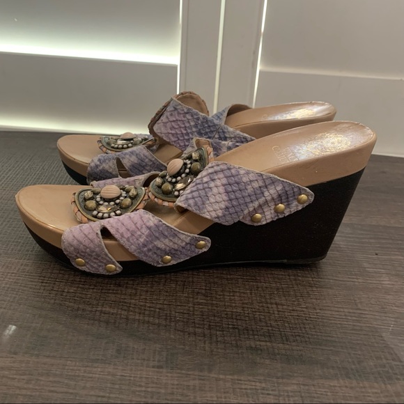Vince Camuto Lupa natural desert snake print platform wedge sandals - Picture 4 of 11